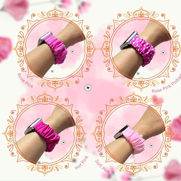 Pink Scrunchie Watch Band for Samsung, Fitbit, Apple Watch, Garmin, Gizmo - Picture 8 of 8